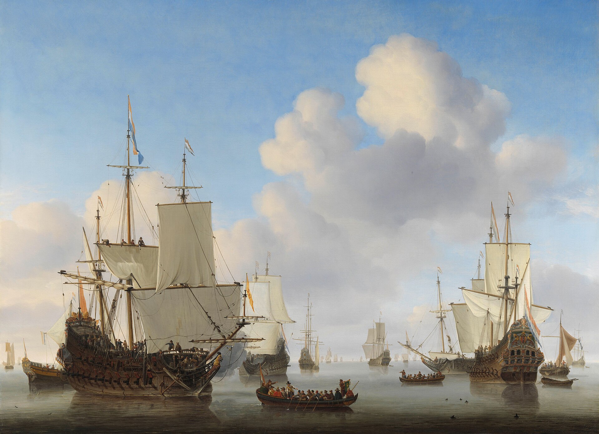 Dutch ships lying in a calm sea